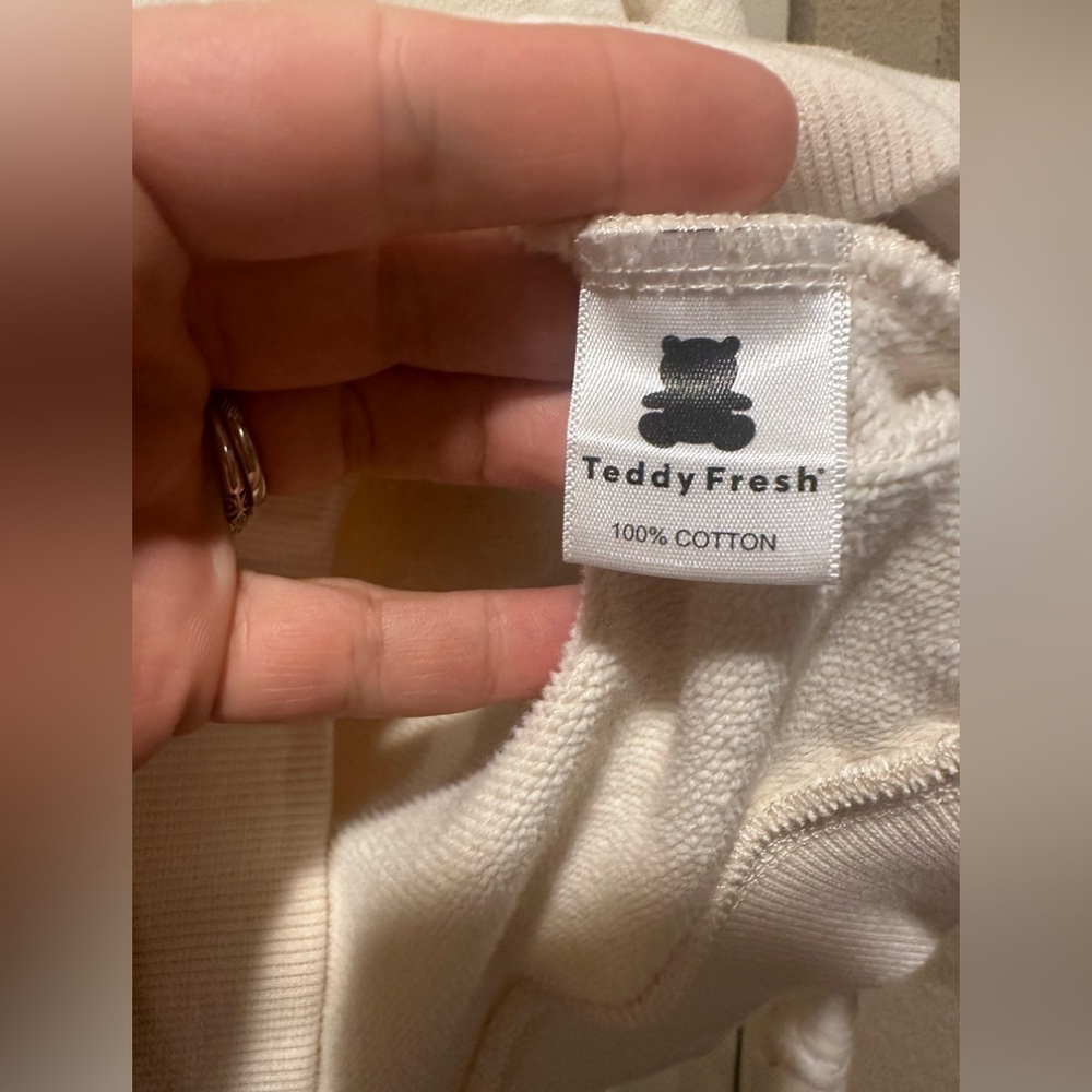 Teddy Fresh Angel Bear Hoodie Women’s Cream , size Small - Picture 3 of 11